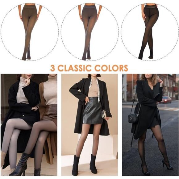 Fleece Lined Tights Women Pantyhose Fake Translucent Tights High Waisted - Picture 6 of 7